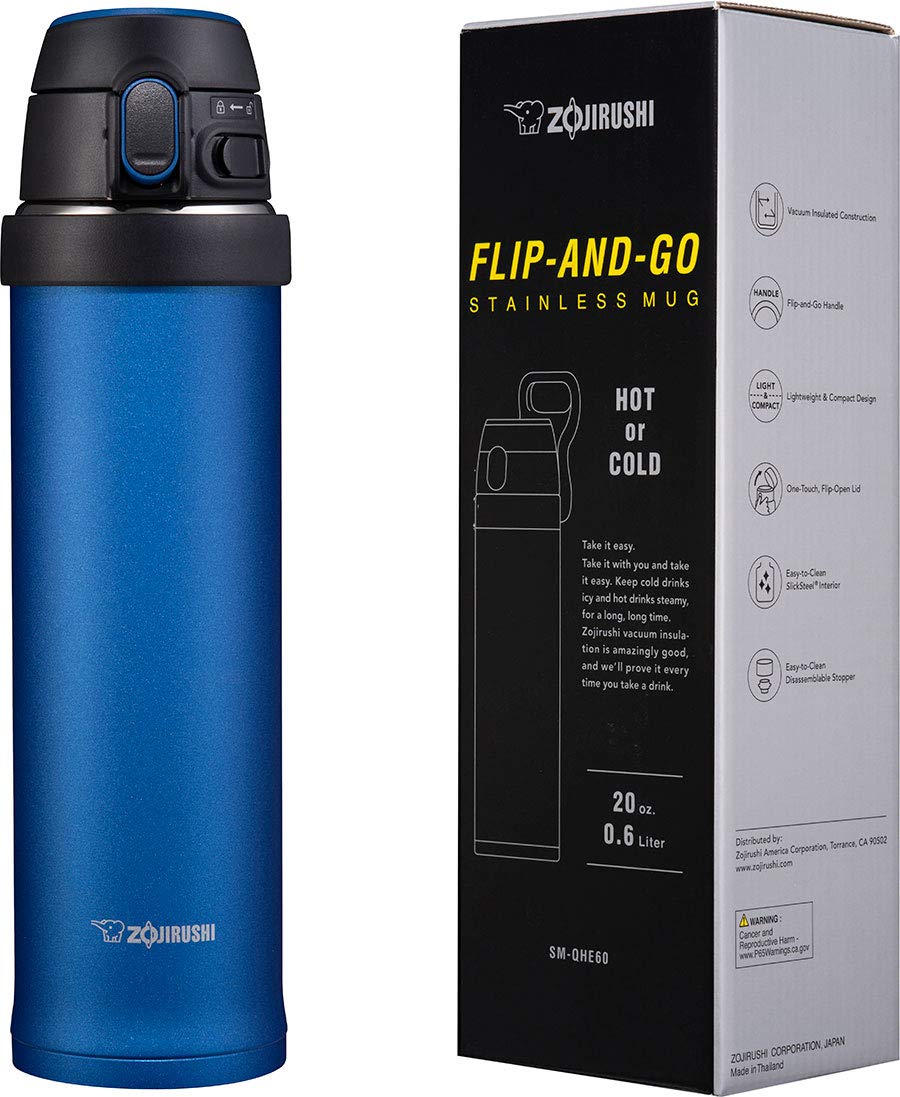 SM-QHE60AK, Flip-and-Go Stainless Mug, 20-Ounce, Cobalt Blue, 1 Count (Pack of 1)