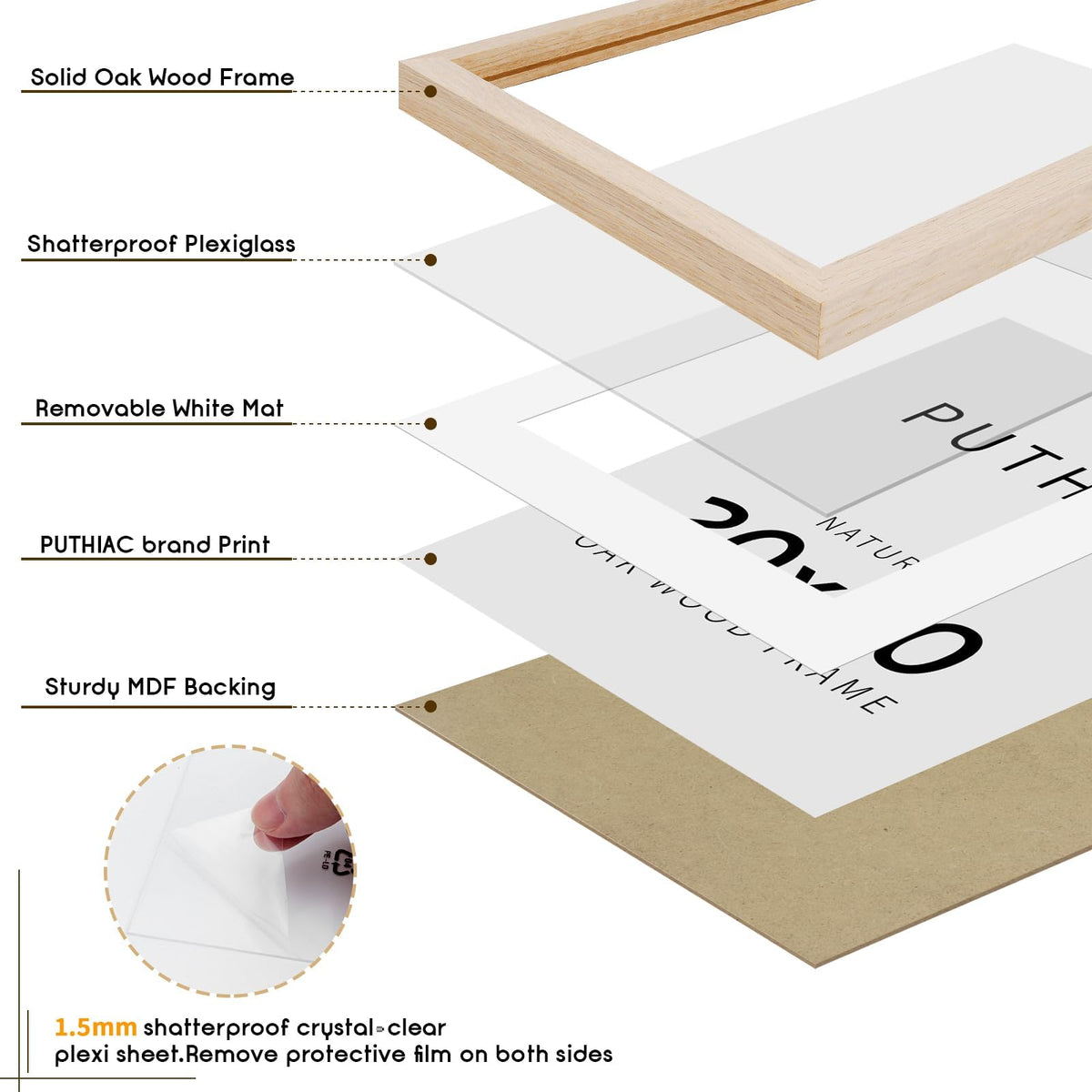 20x20 Solid Oak Wood Picture Frames (3 Count)