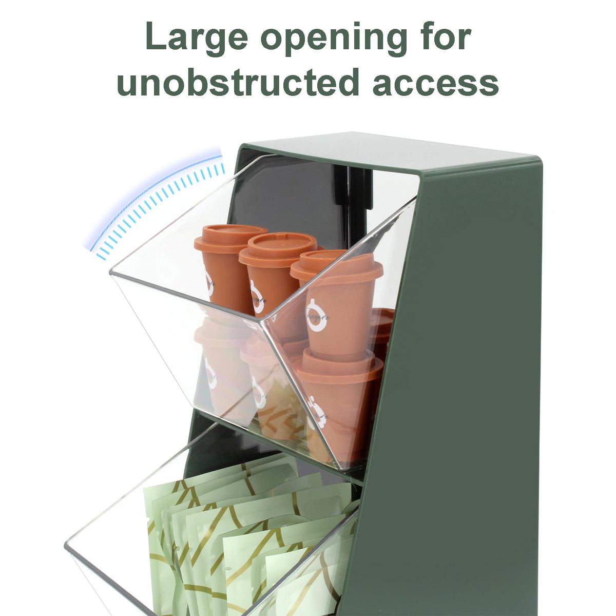 2 Pack Coffee Pod Holder K Cup Storage Organizer for Home Office Bar Countertop Organiser Storage Bins for Coffee Station Counter Container for Tea bag Sugar Creamer Filter Green