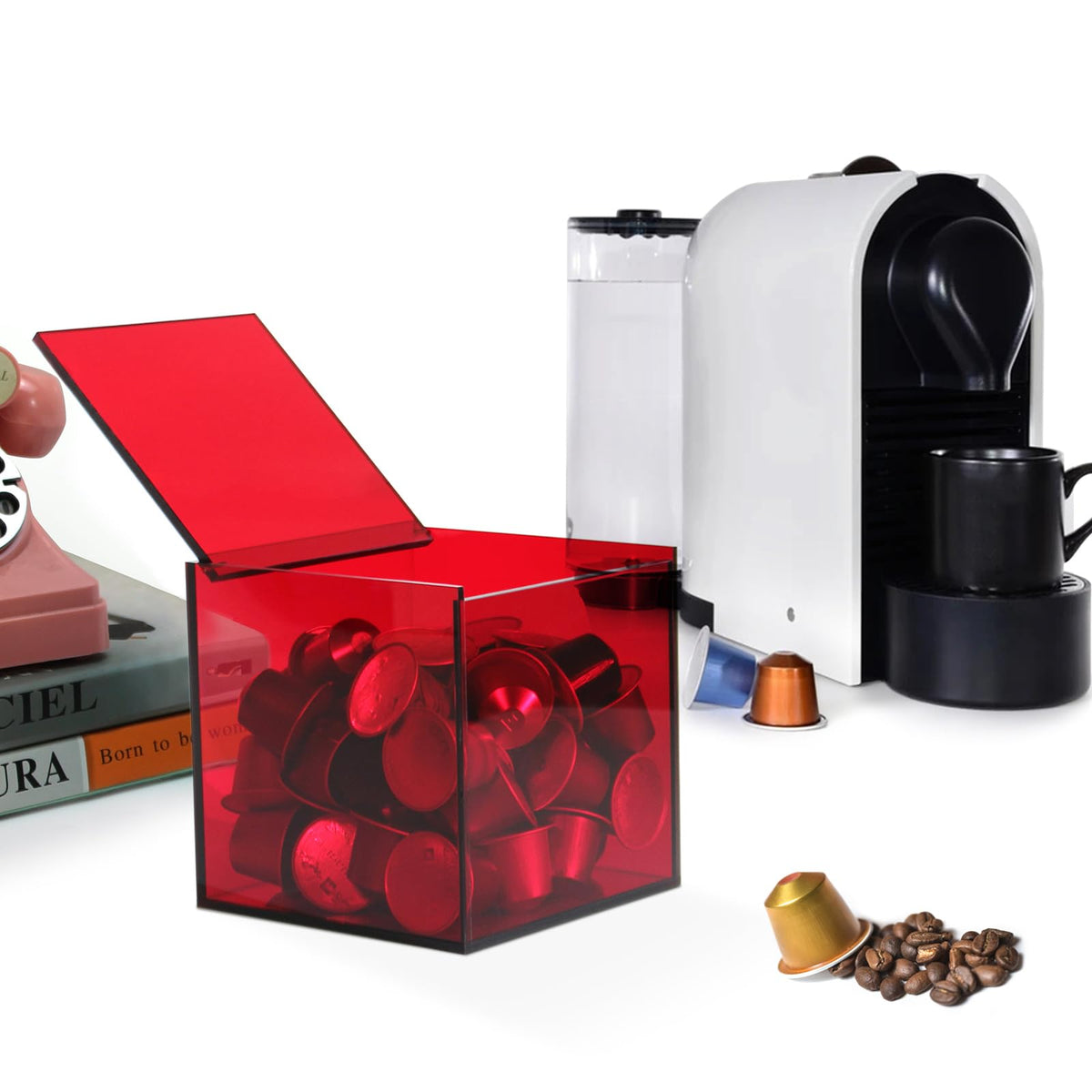 Coffee Capsule Storage Box Coffee Pod Holder Organizers Accessories Anti Dust Durable Clear Acrylic Box for House and Office Use