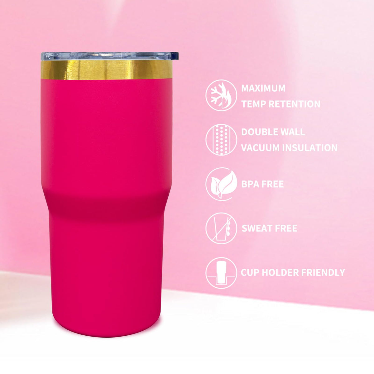 20 oz Tumbler Bulk Stainless Steel Tumblers with Lids and Straws Rosy