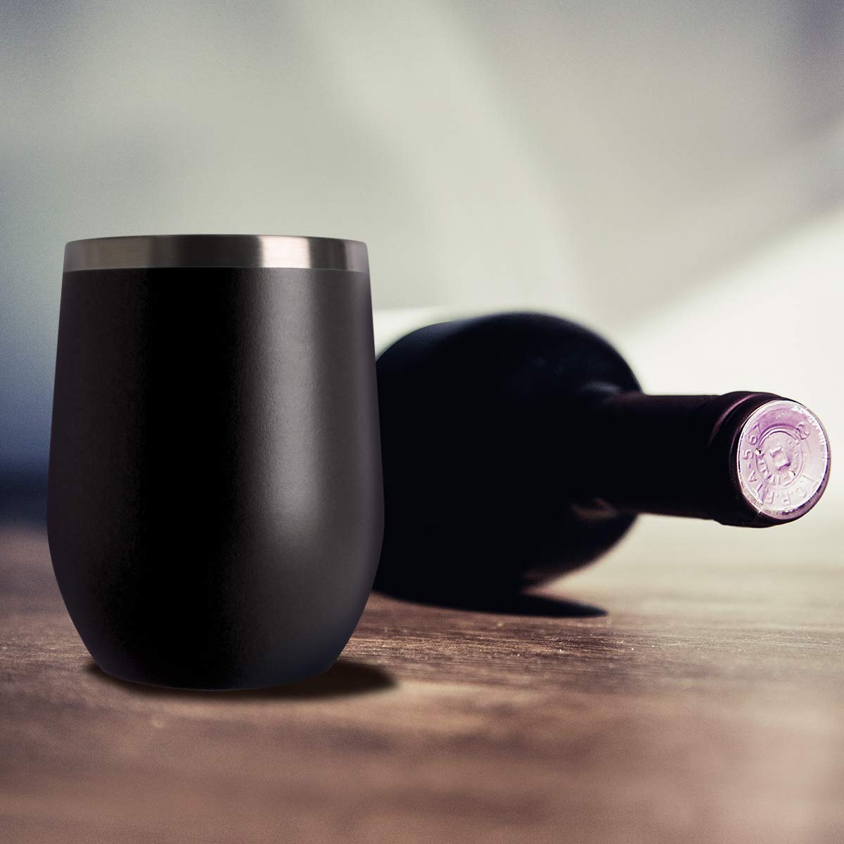 12oz Wine Tumbler with Lid Stemless Wine Glasses Double Wall Vacuum Travel Mugs stainless steel Coffee Cup for Cold & Hot Drinks Wine Coffee Cocktails Beer