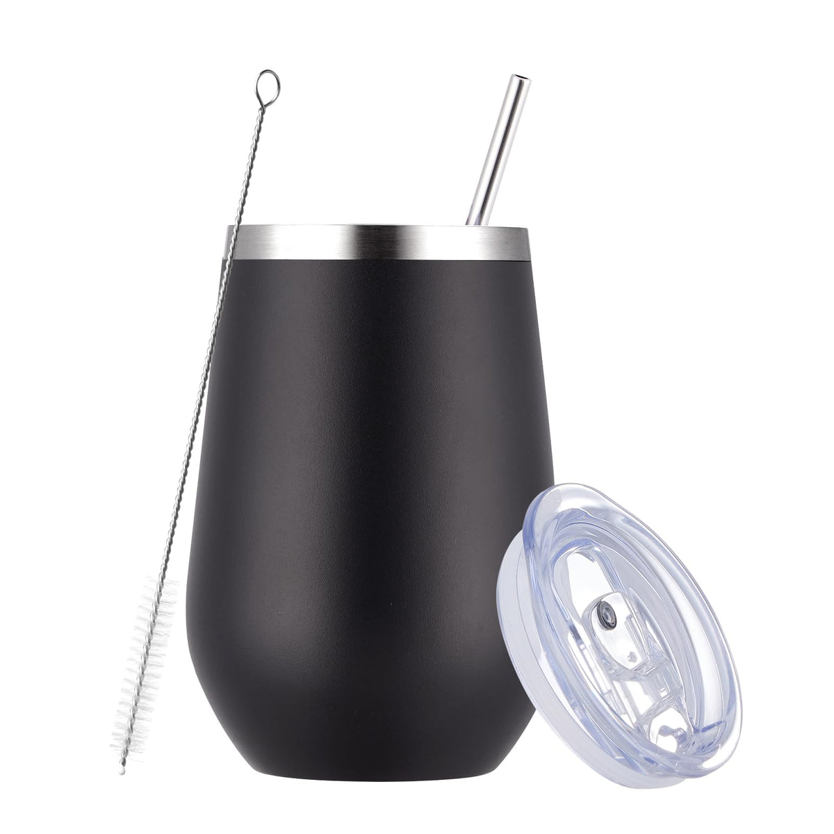 12oz Wine Tumbler Glasses with Lid and Straw