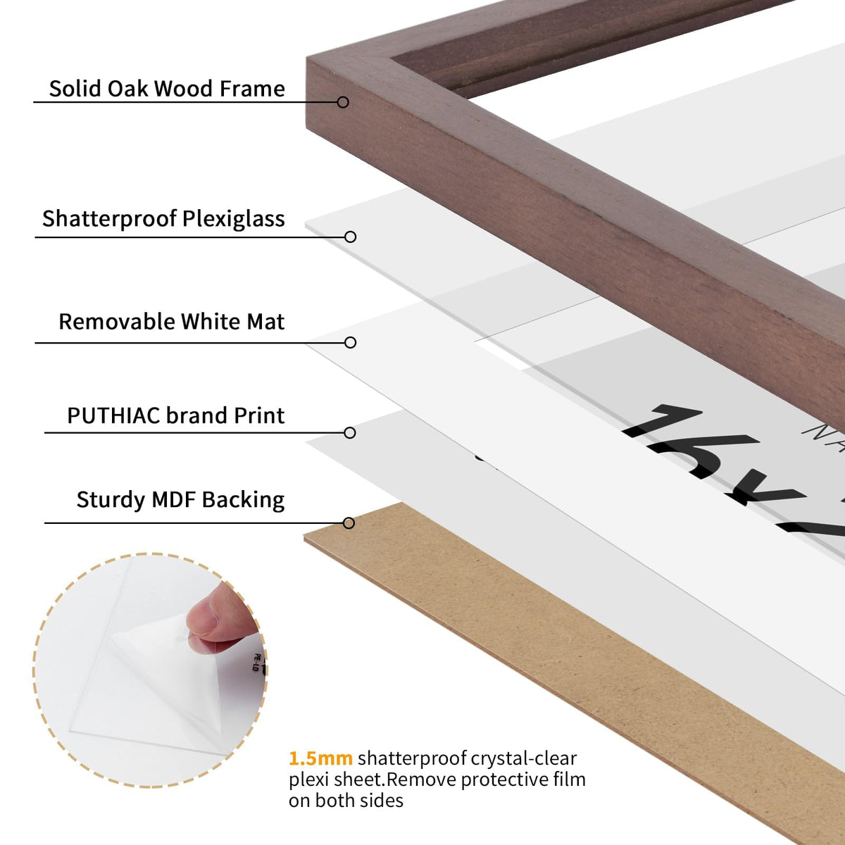 16x20 Solid Oak Wood Picture Frames (3 Count)