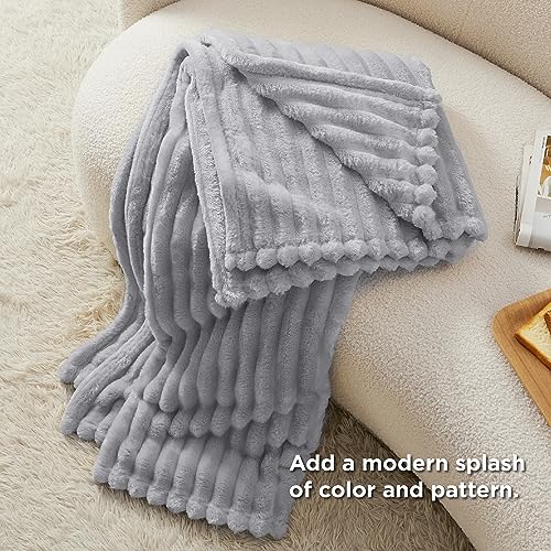 Soft Twin Blanket for Bed Decor Gifts Light Grey 60"x80"
