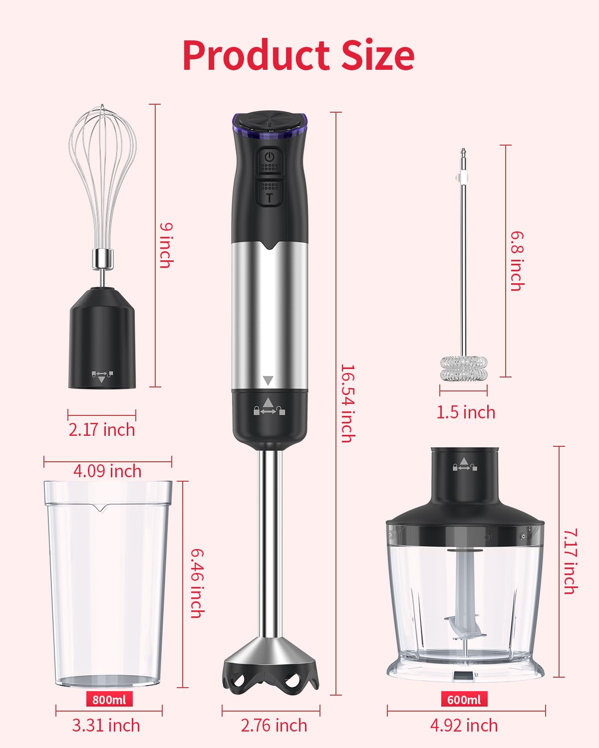 Electric Immersion Blender Handheld 1200W