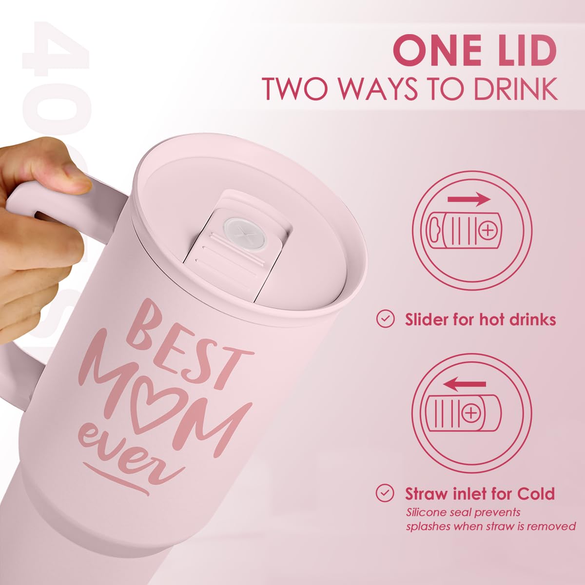 Gift for Mom Best Mom Stainless Steel Tumbler with Handle