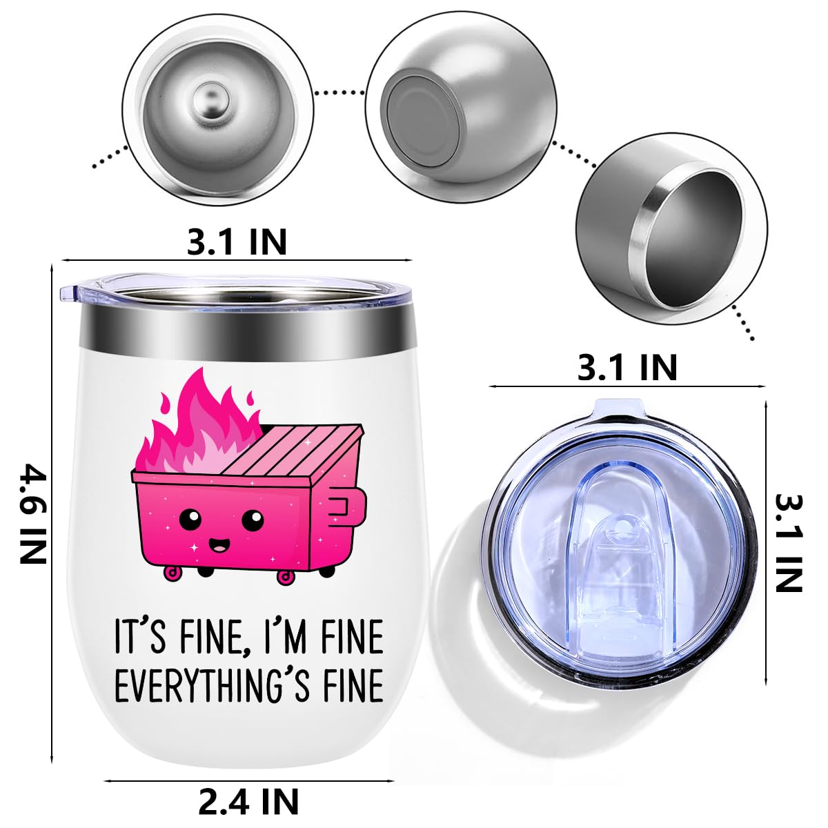 4 Pcs Funny Everything Is Fine Tumbler Cup