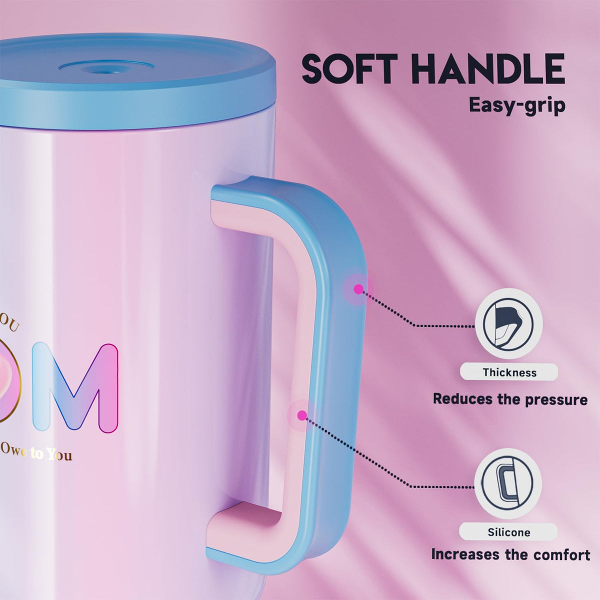 40 oz Tumbler with Handle and Straw