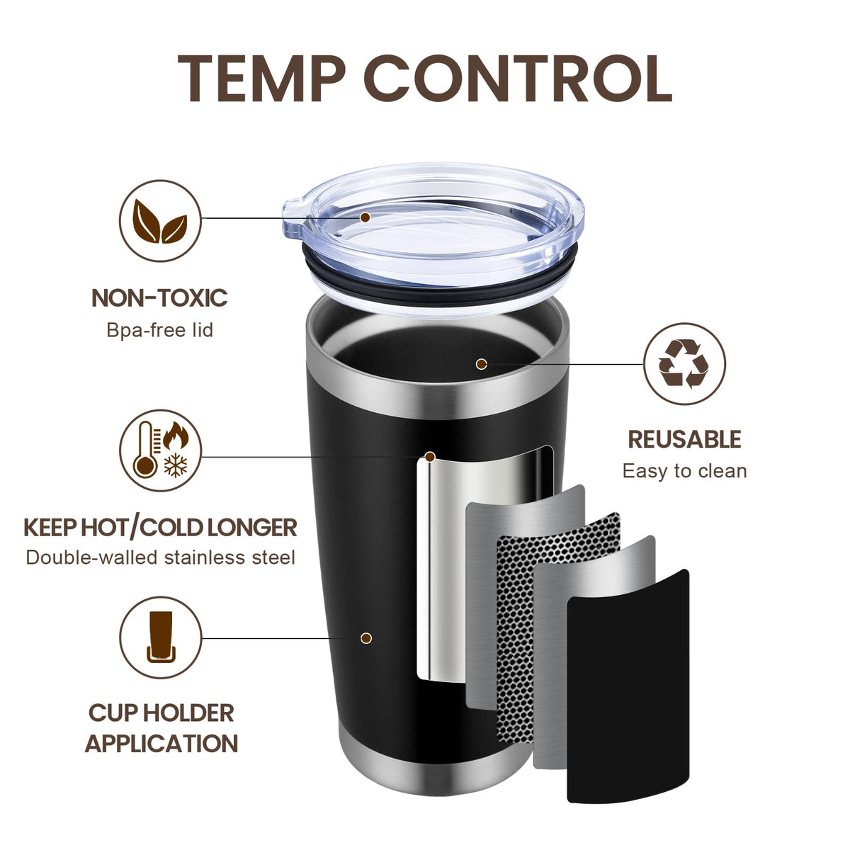 20oz Tumbler Cup Double Wall Vacuum Insulated Travel Mug Bulk