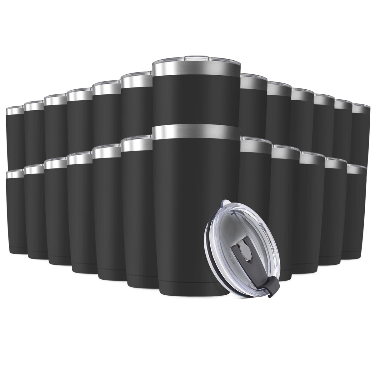 25 Pack 20oz Tumbler Vacuum Insulated Travel Mug with Lids