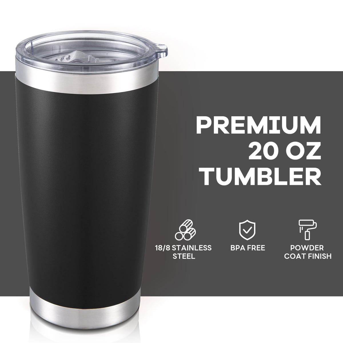 20 oz Tumbler with Lid Stainless Steel Insulated Tumblers Bulk Cups Mug (4 Count)