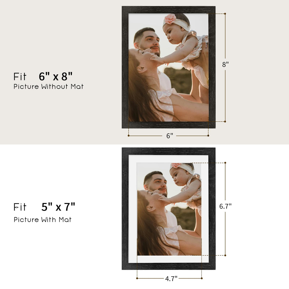 6x8 Solid Oak Wood Picture Frames (3 Count)