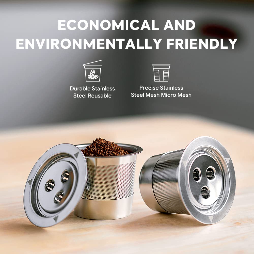 Stainless Steel Reusable Ninja K Cups Pods Compatible with Ninja CFP201 CFP301 Dual Brew Pro Machine 3 Hole Refillable Coffee Pods Permanent K Cups Filters Coffee Accessories (2 Count)