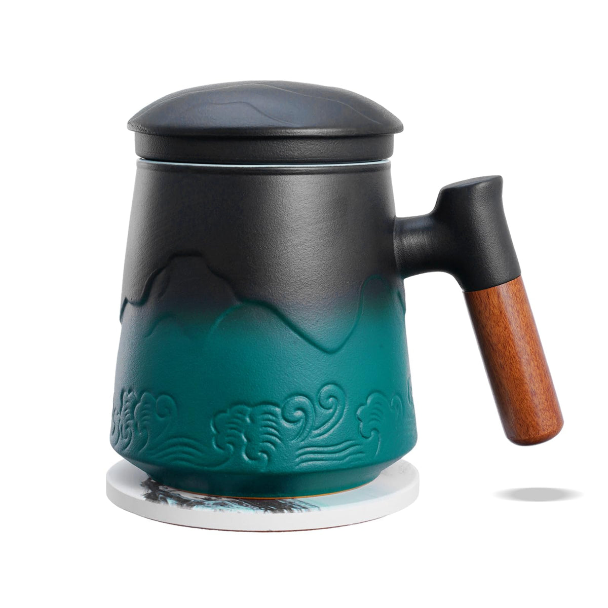 Tea Mug with Infuser and Lid & Coaster for Tea Steeper