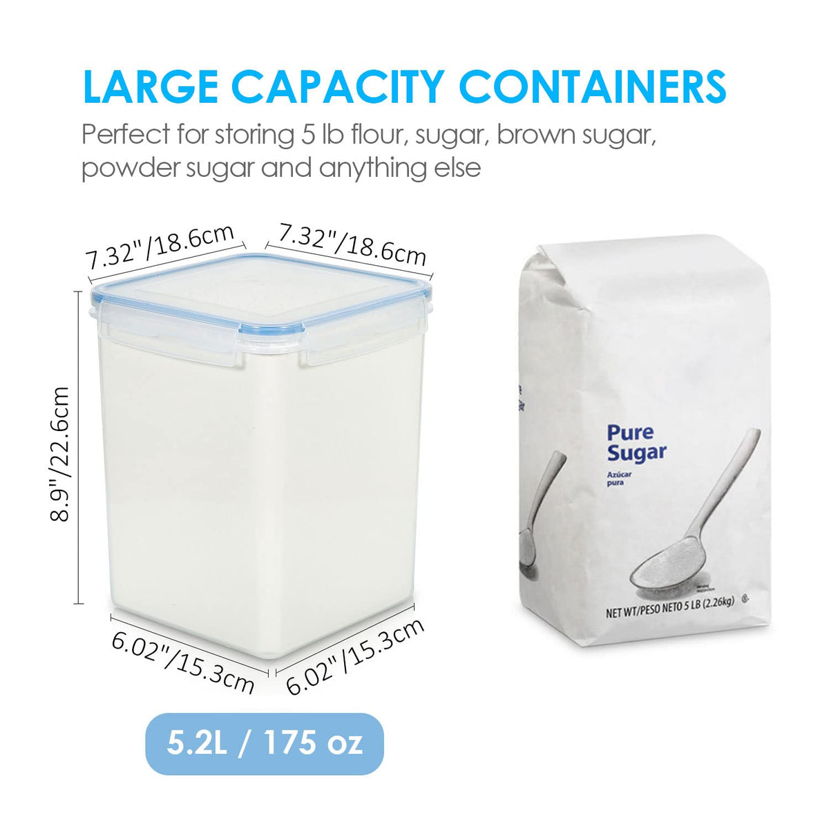 5.2L Flour Sugar Storage Containers (4 Count)