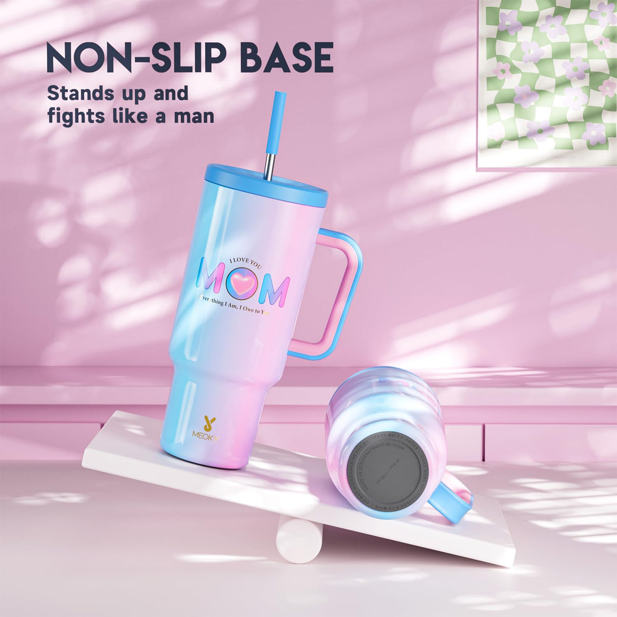 40 oz Tumbler with Handle and Straw