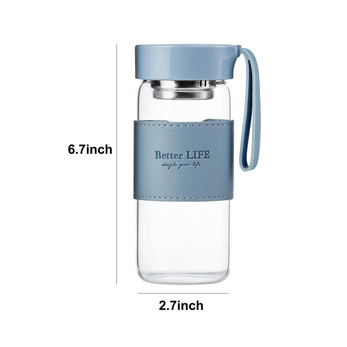 Glass Tea Bottle 16 oz Drinking Bottle with Non