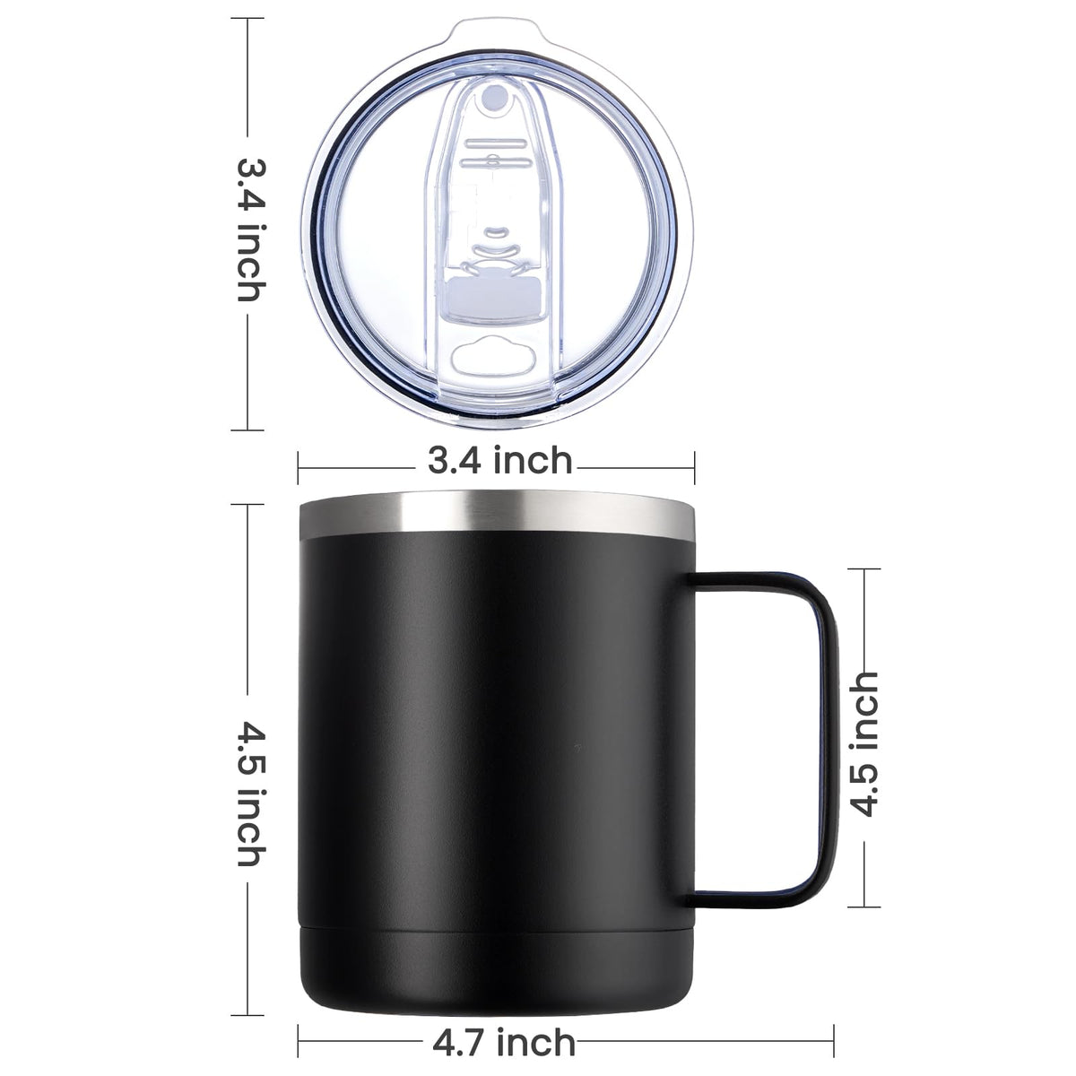 12oz Coffee Mug With Handle 2 Pack Bulk (2 Count)