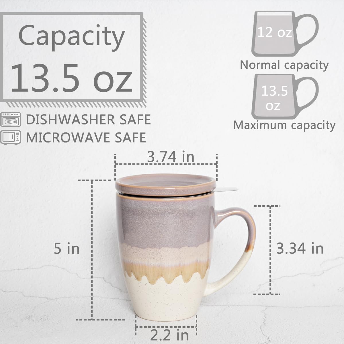Ceramic Tea Cup with Infuser and Lid