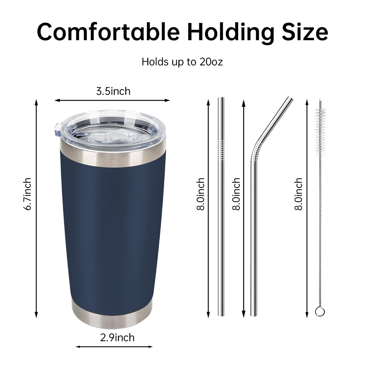 32 Pack 20oz Stainless Steel Insulated Bulk Tumblers with Lid&Straw (32 Count)