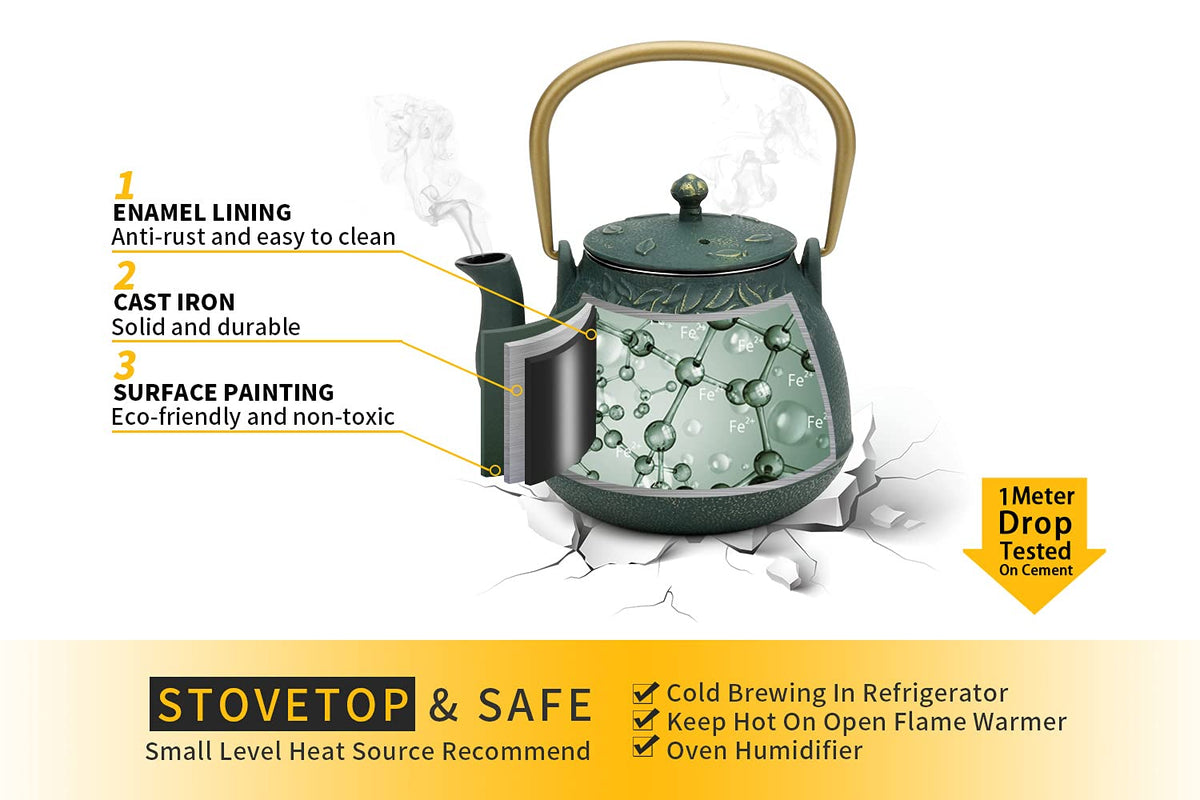 Tea Kettle TOPTIER Japanese Cast Iron Teapot with Infuser