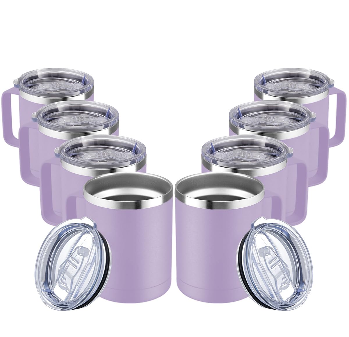 12oz Coffee Mug With Handle and Sliding Lid (8 Count)