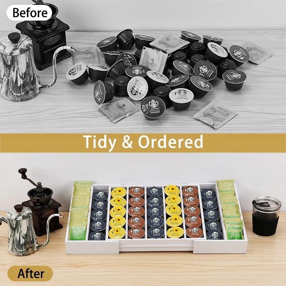 K Cup Holder Bamboo Coffee Pod Holder Drawer Organizer