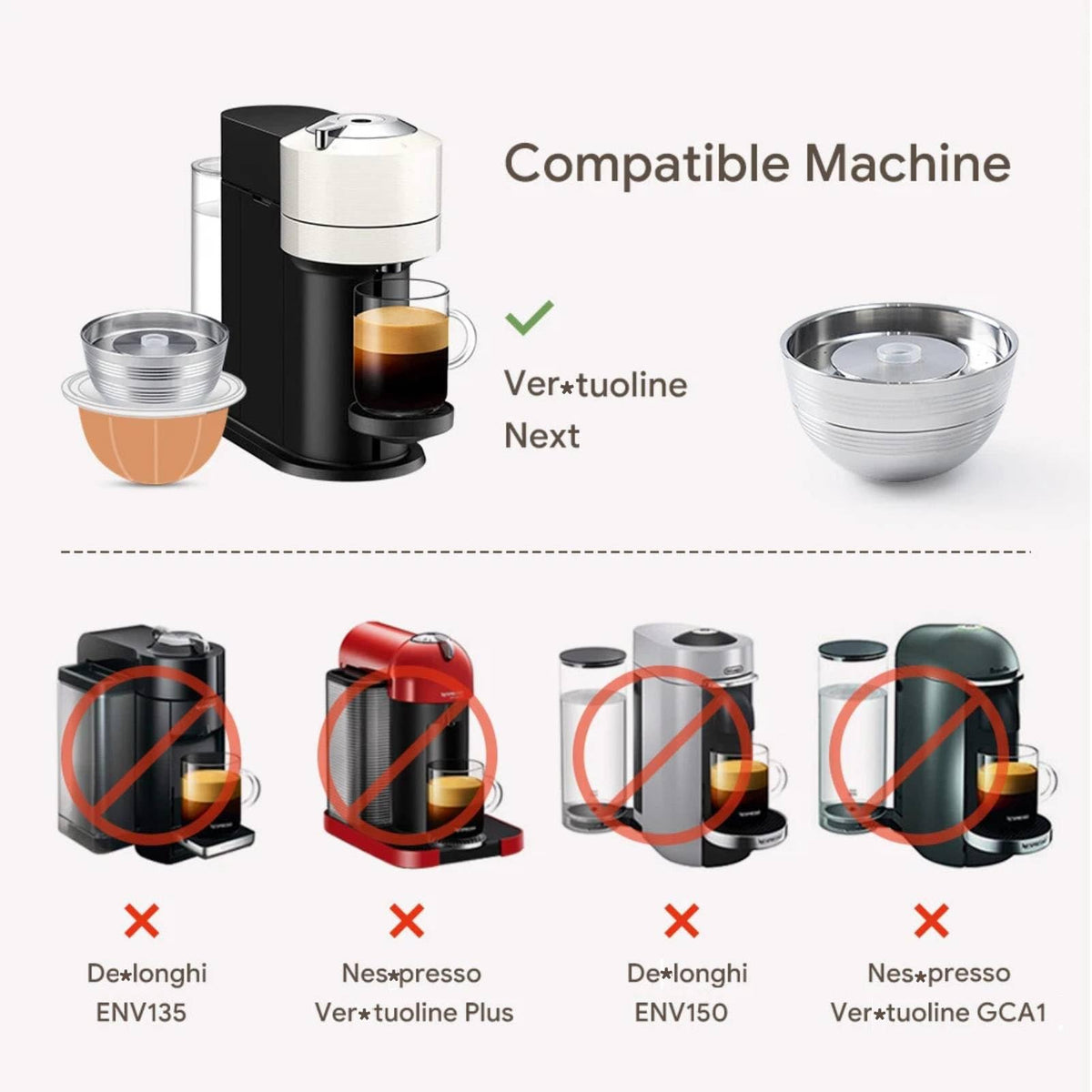 Reusable Vertuo Capsule 150ml for Nespresso Vertuoline Next