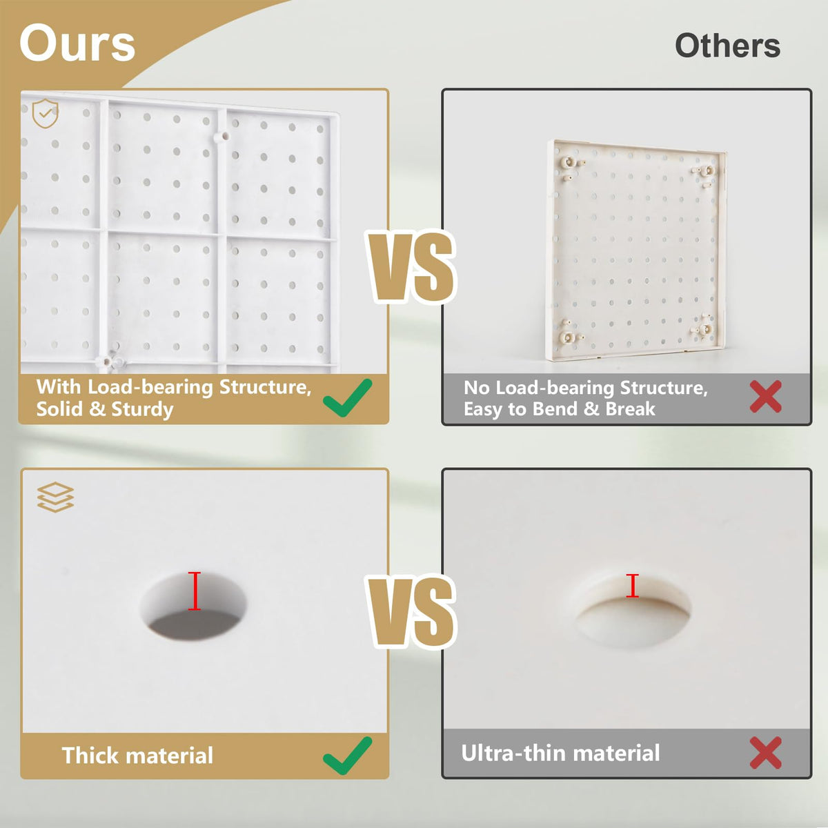 Modular Plastic Peg Board Wall Organizer Kit (4 Count)