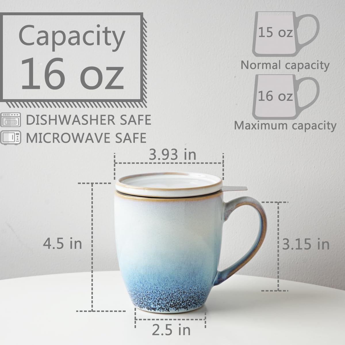 Ceramic Tea Cup with Infuser and Lid