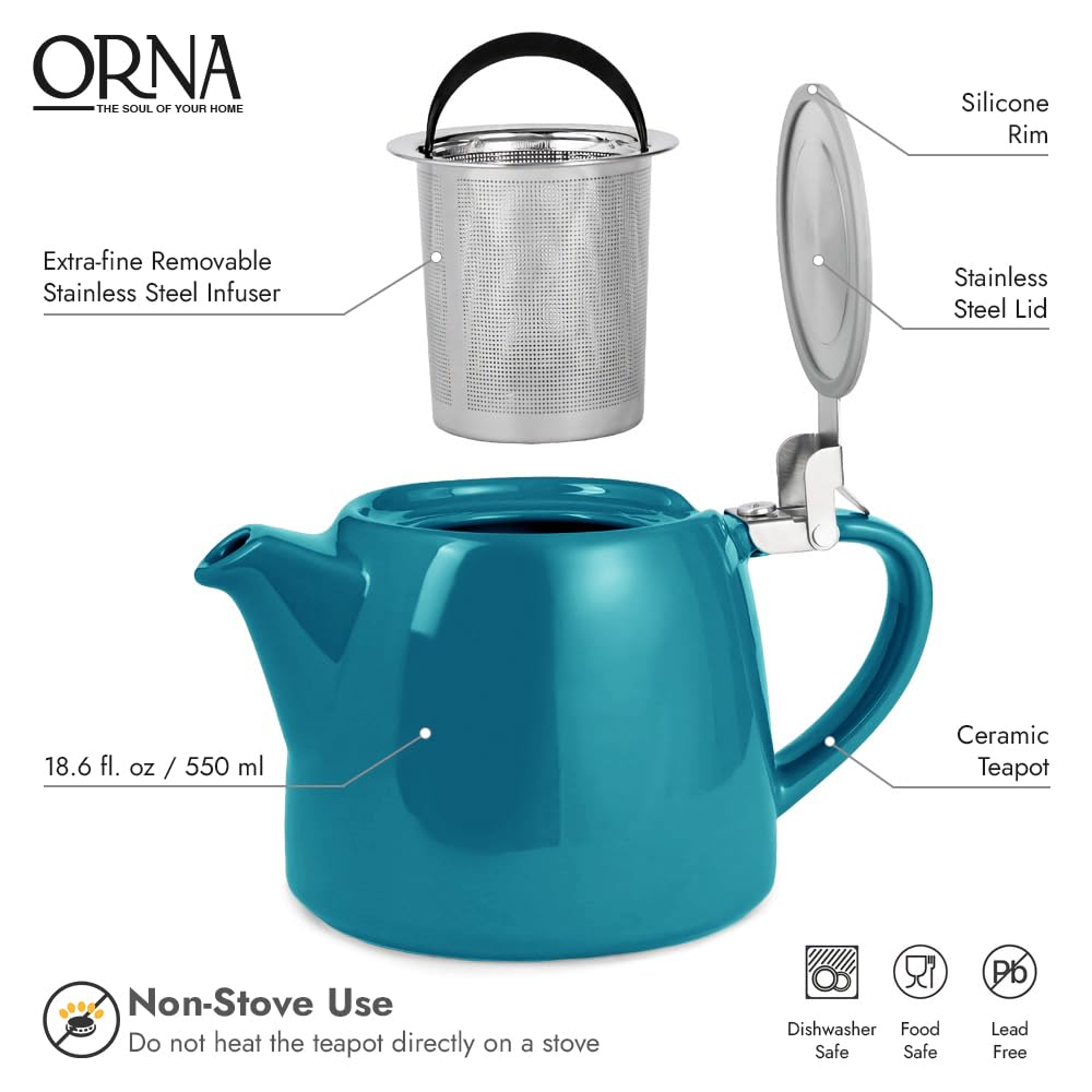 ORNA Ceramic Teapot with Tea Infuser