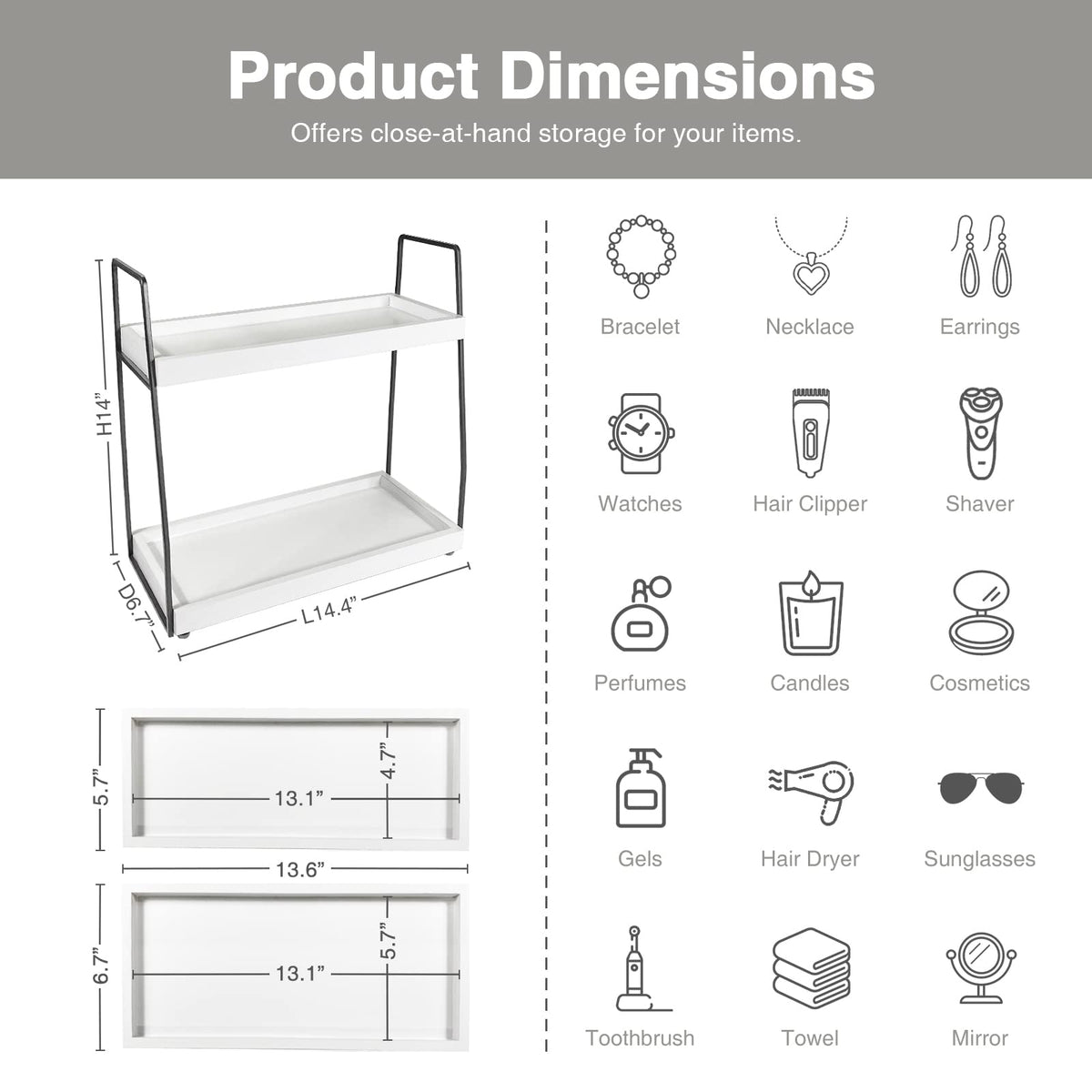 2 Tier Bathroom Counter Organizer