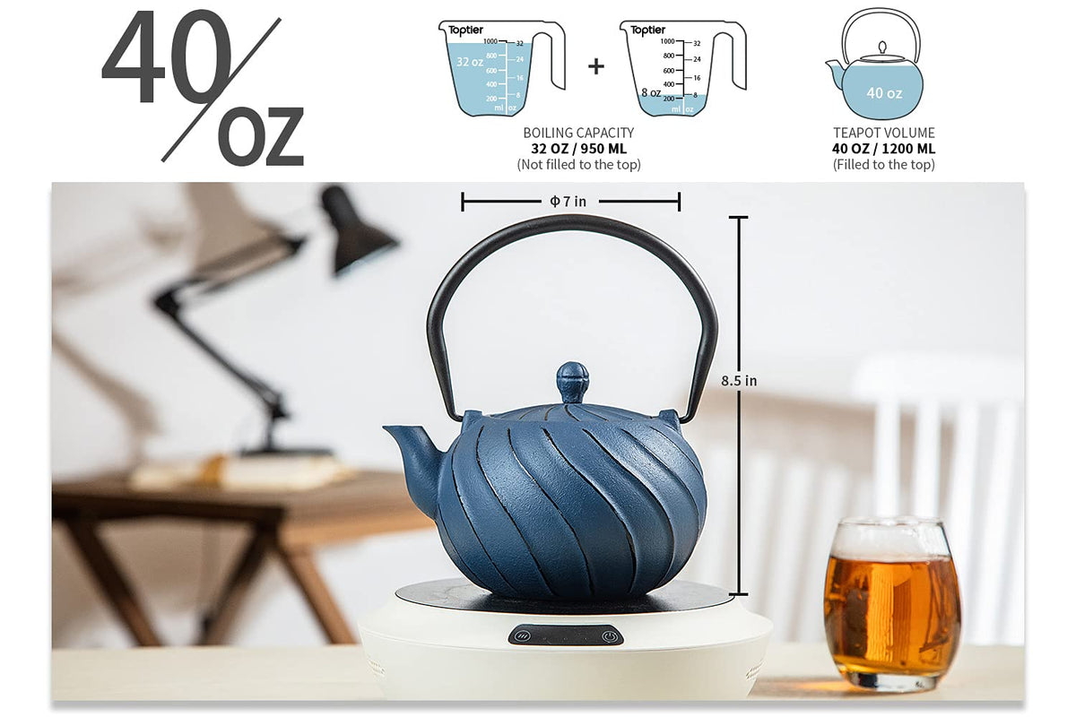 Japanese Cast Iron Tea Kettle with Infuser for Loose Leaf and Tea Bags
