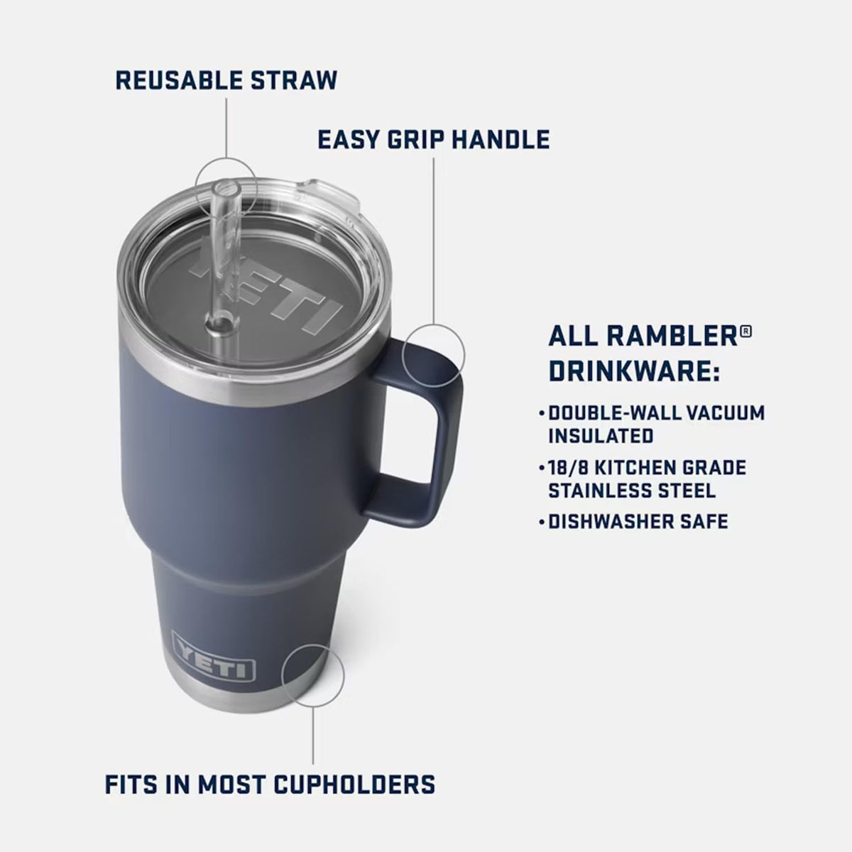 Rambler 35 oz Tumbler with Handle and Straw Lid