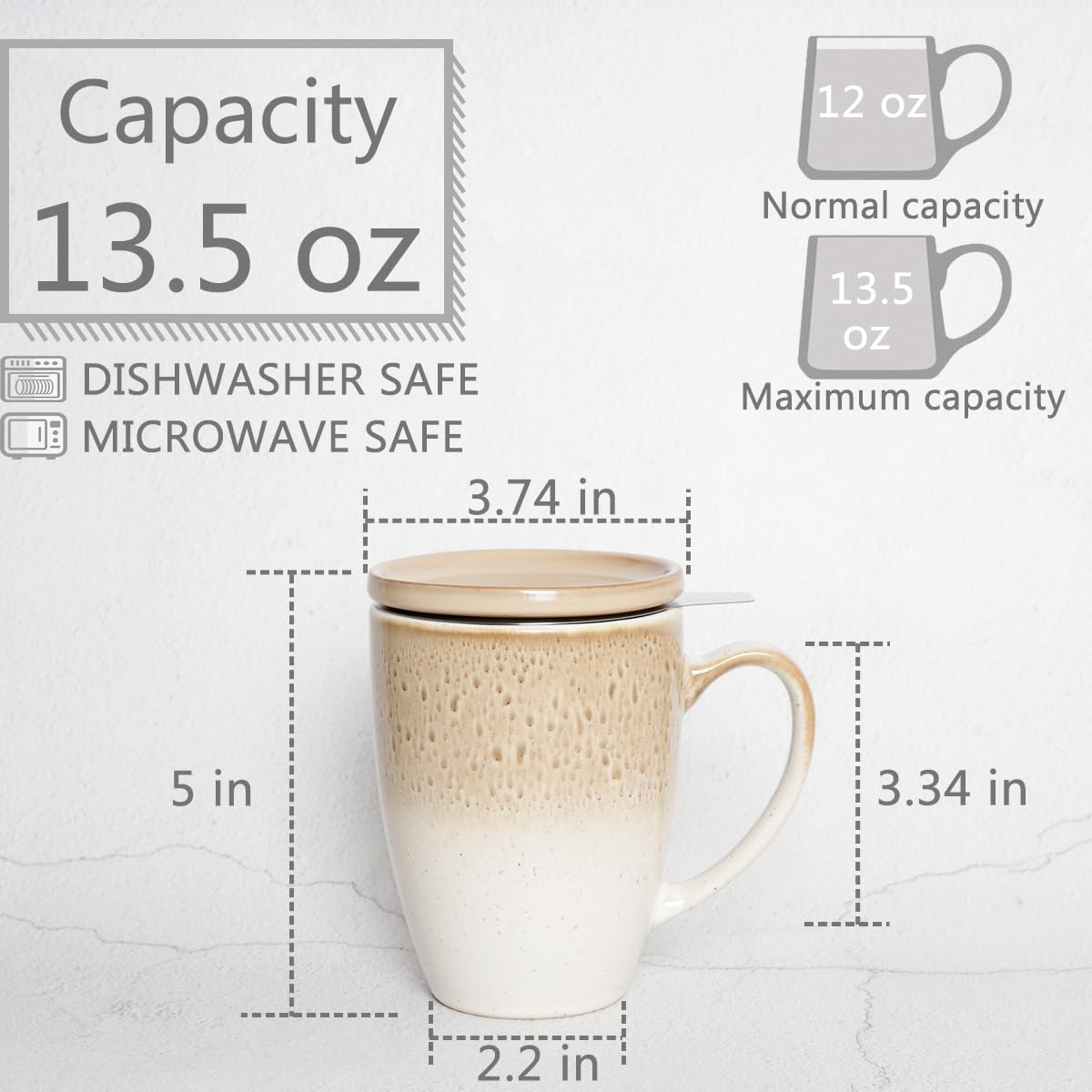 Ceramic Tea Cup with Infuser and Lid
