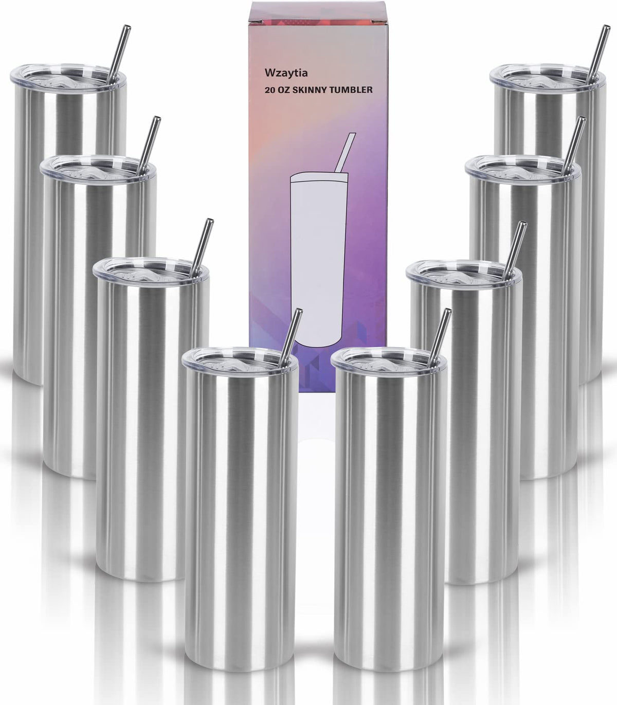 8 Pack 20 Oz Straight Skinny Tumblers (8 Count)