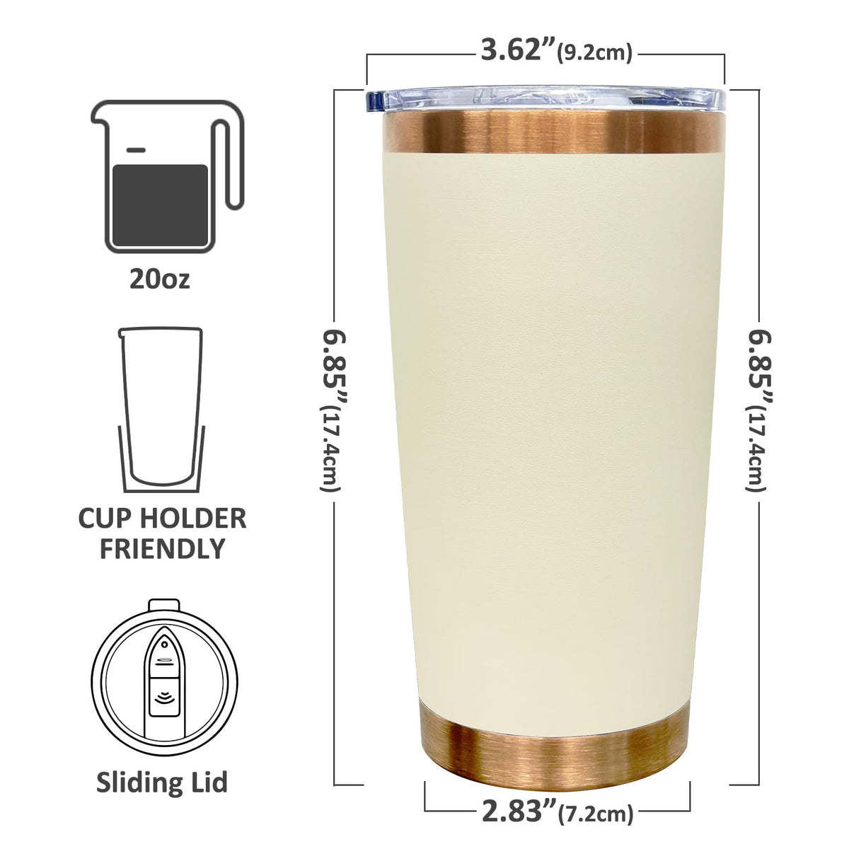 20 oz Tumbler Bulk Stainless Steel Tumblers with Lids and Straws Cream (4 Count)