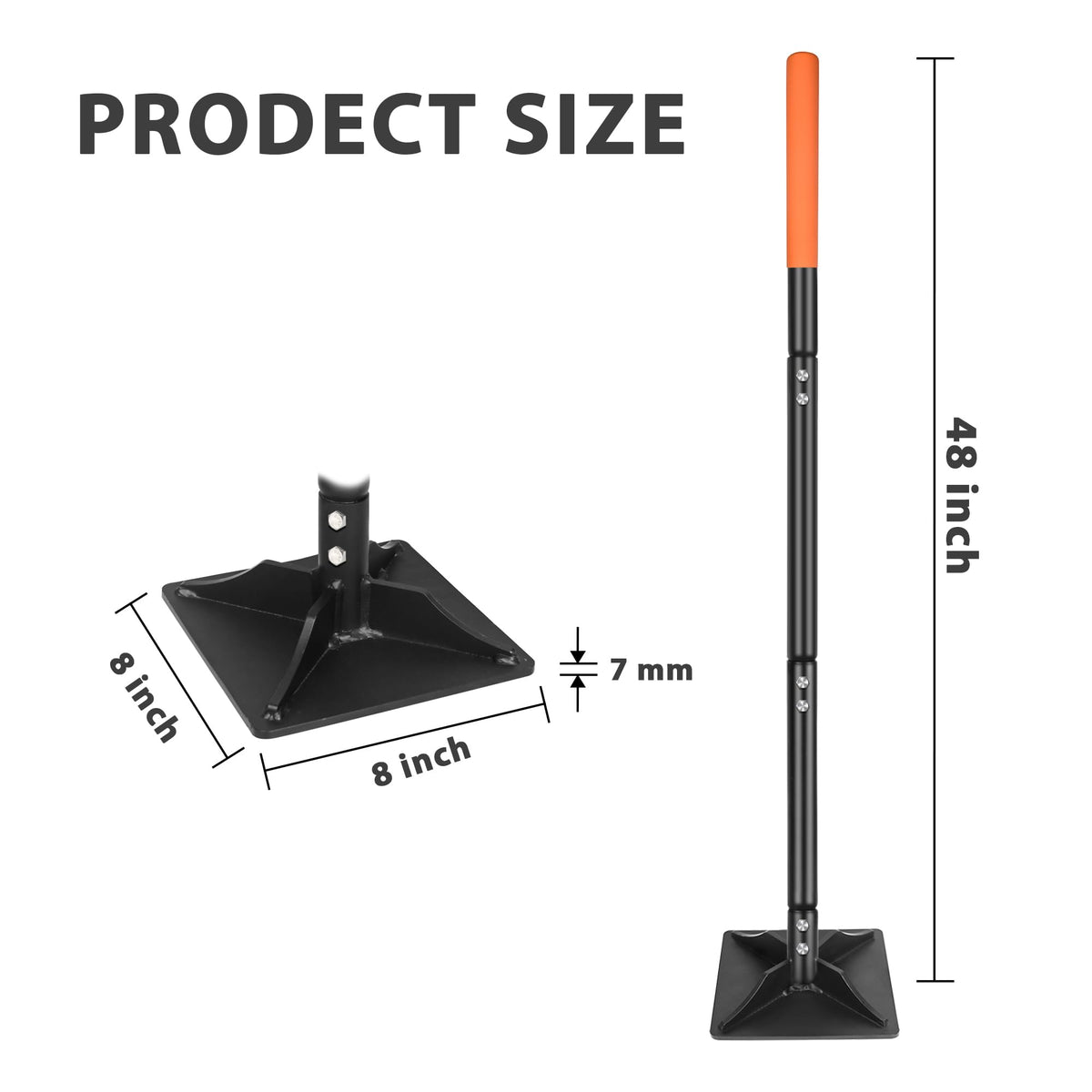 8-inch x 8-inch Steel Tamper Tool, Heavy Duty Hand Tamper