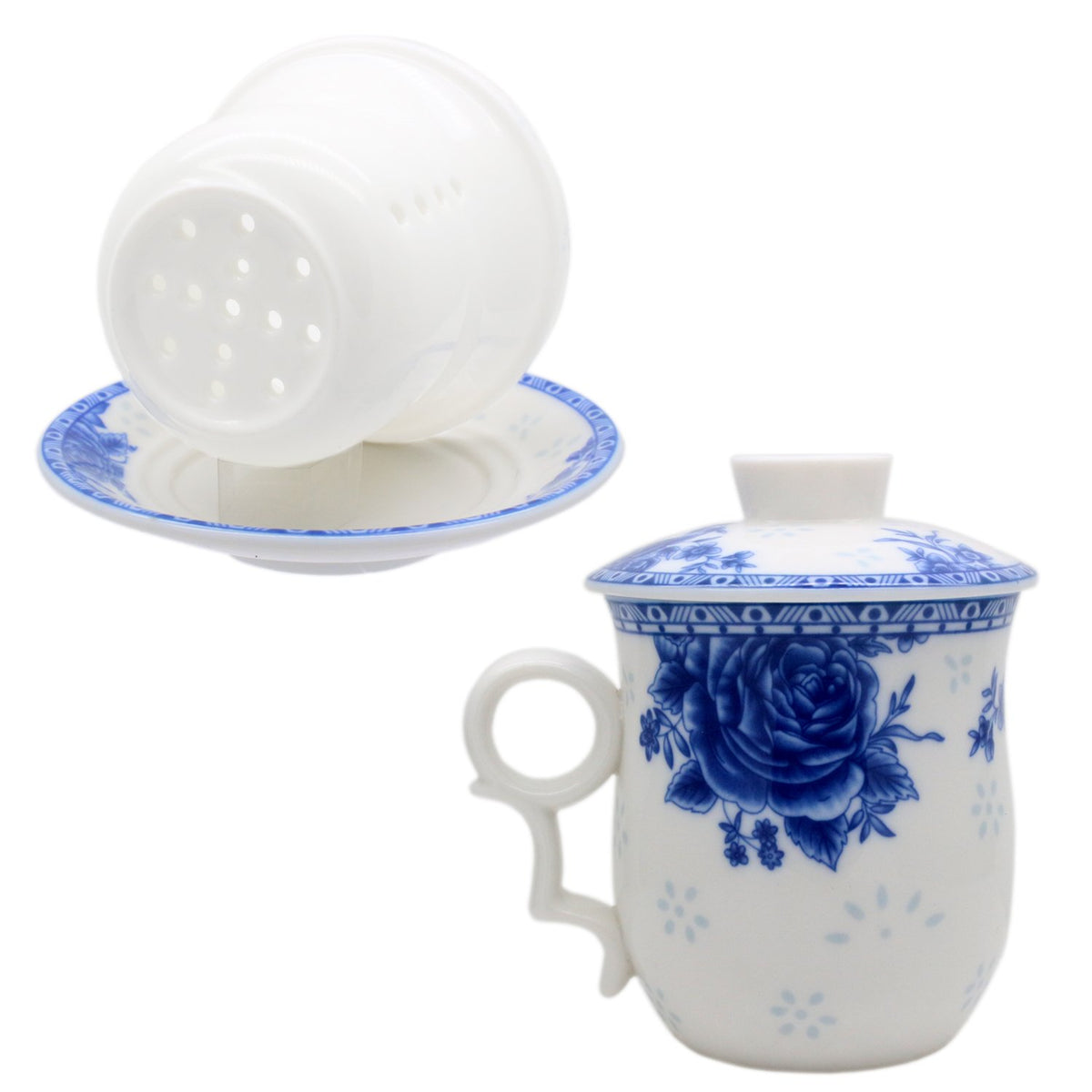Porcelain Tea Cup with Infuser Lid and Saucer Sets