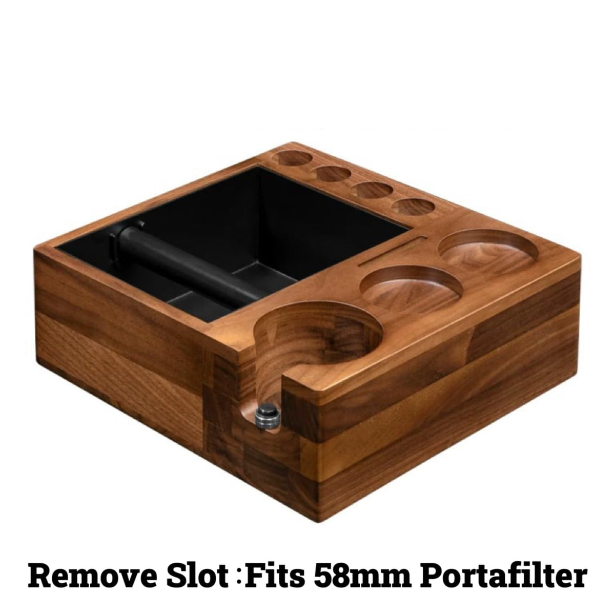MOJAE 9-in-1 Espresso Knock Box and Espresso Tamper Station,Fits for 51-58mm Portafilter,Tamper and Distributor,Espresso Machine Accessories Organizer (Walnut)