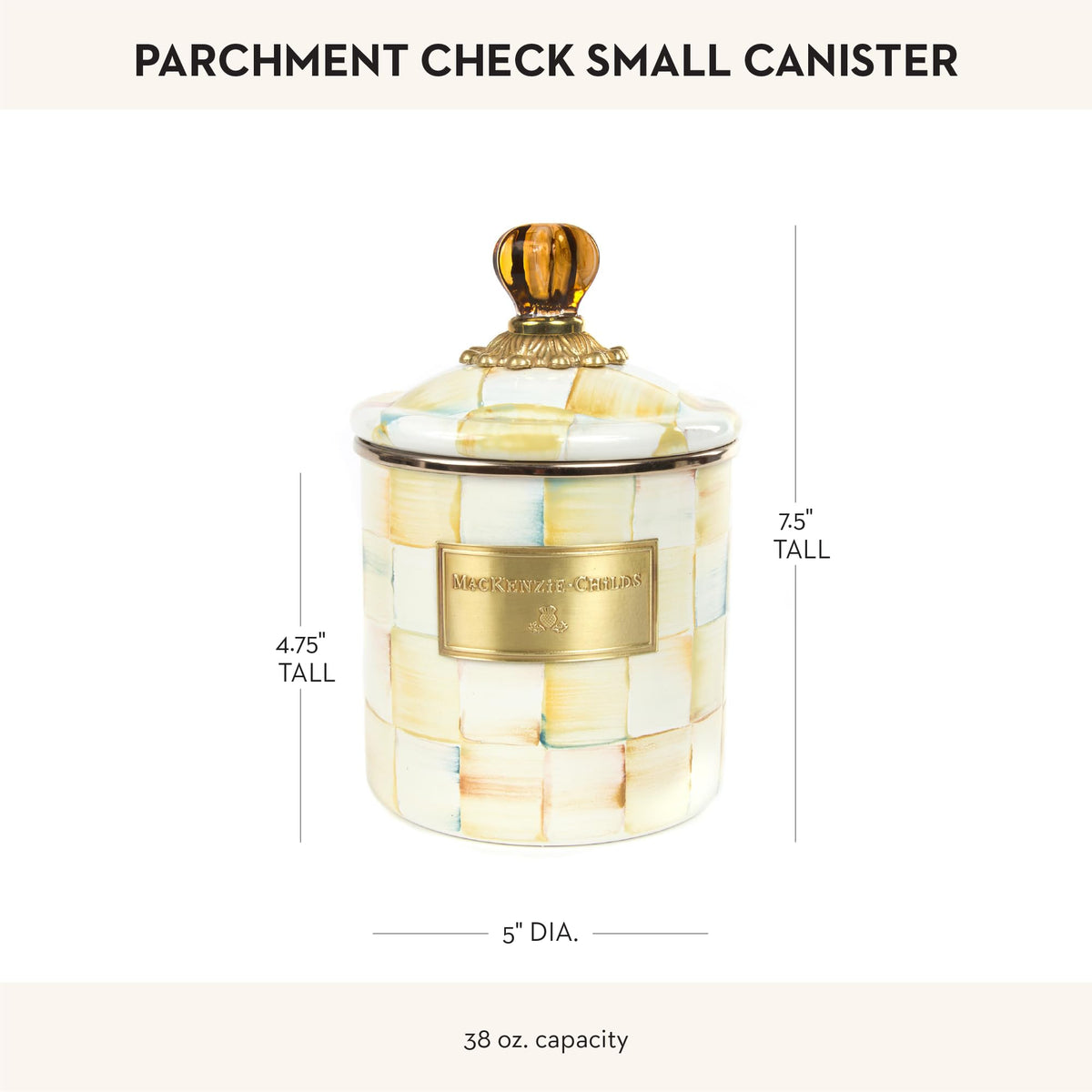 Parchment Check Enamel Canister