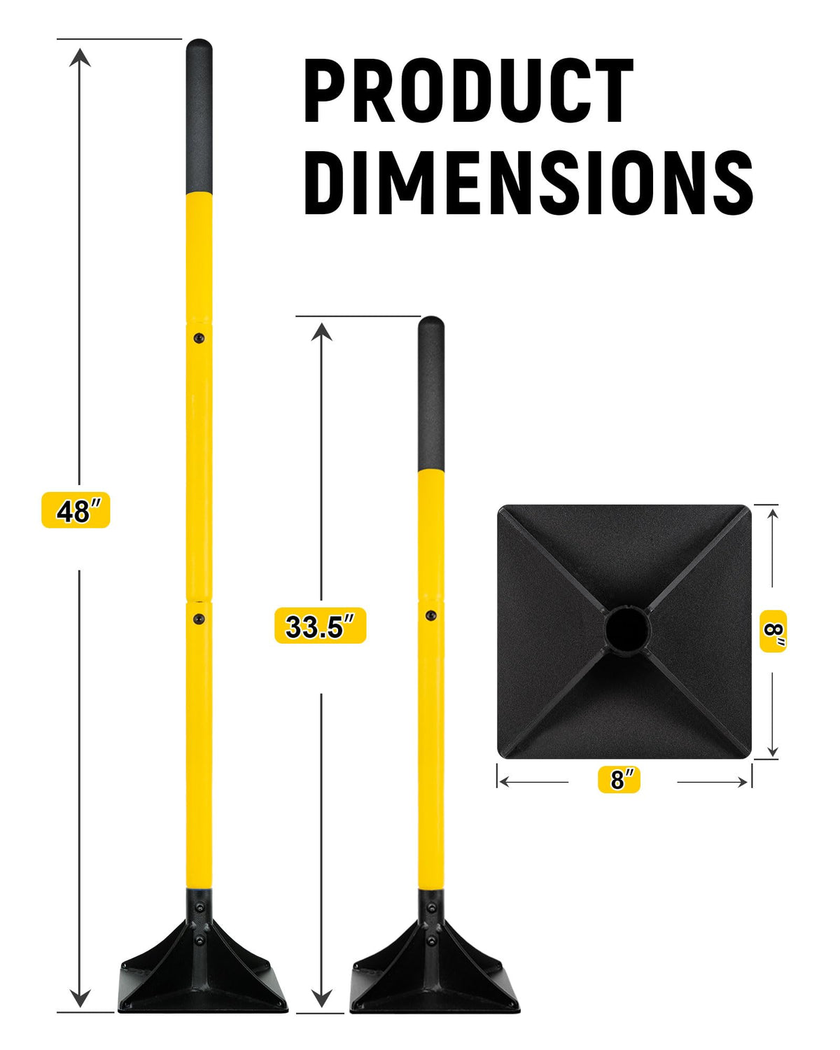 8"x8" Steel Tamper with 48" Handle