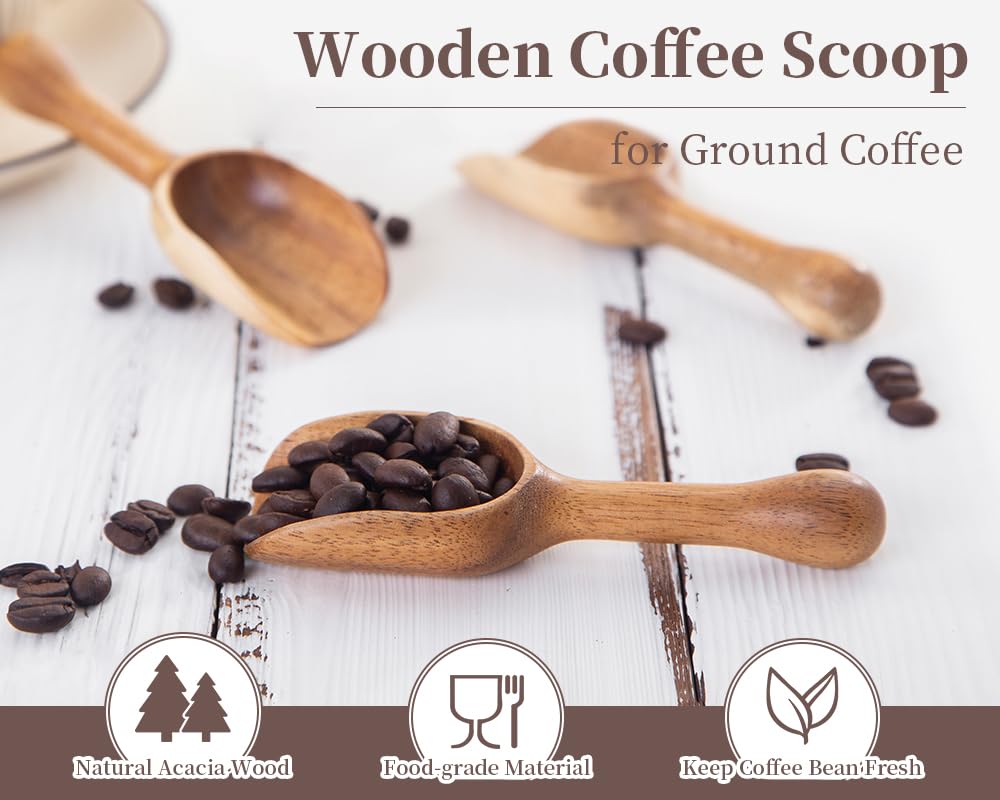 Wooden Coffee Scoop for Ground Coffee (4 Count)