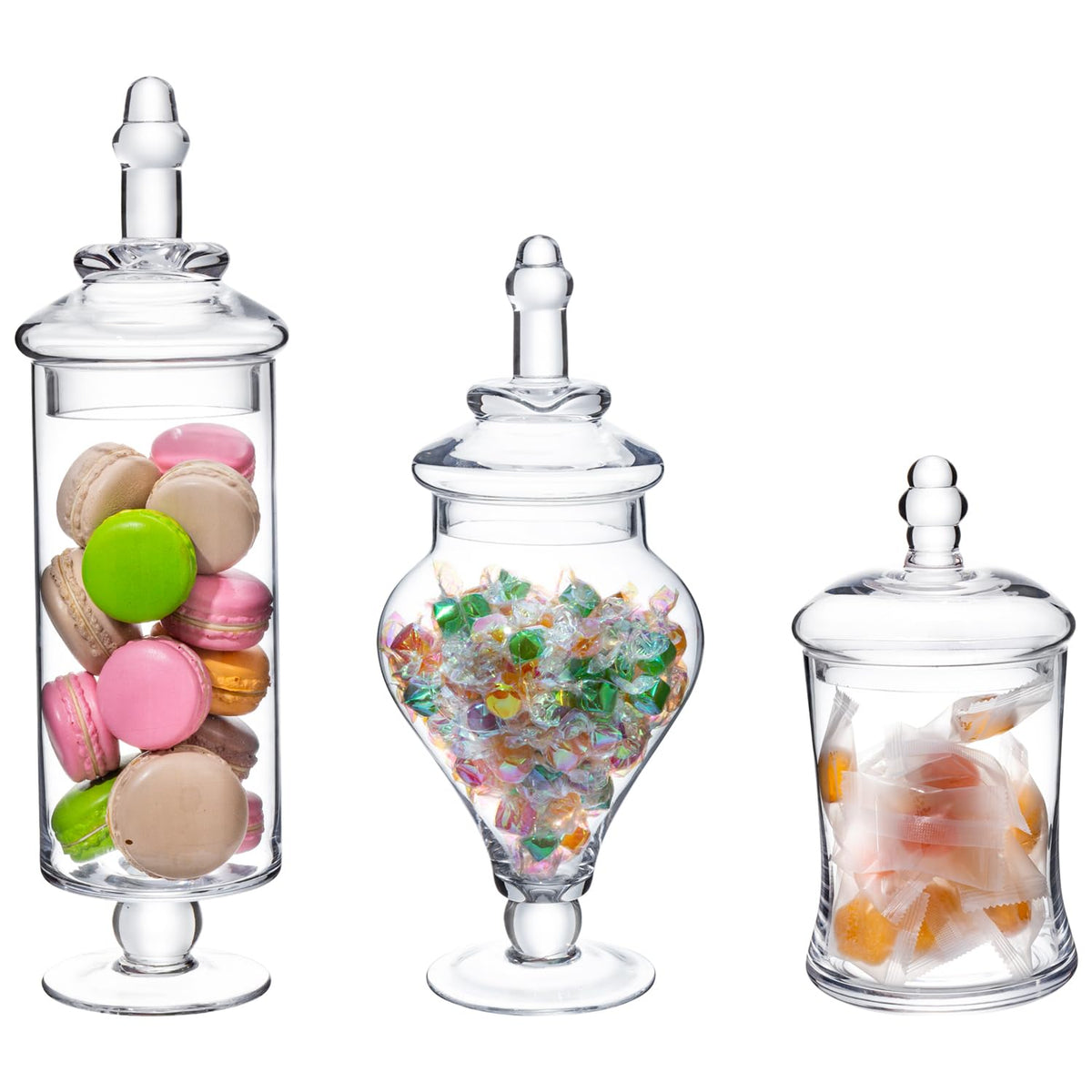 Clear Glass Apothecary Jars with Lid (3 Count)