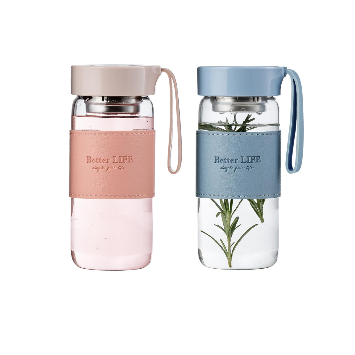 Glass Tea Bottle 16 oz Drinking Bottle with Non