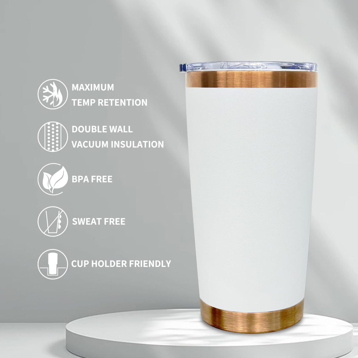 20 oz Tumbler Bulk Stainless Steel Tumblers with Lids and Straws White (12 Count)