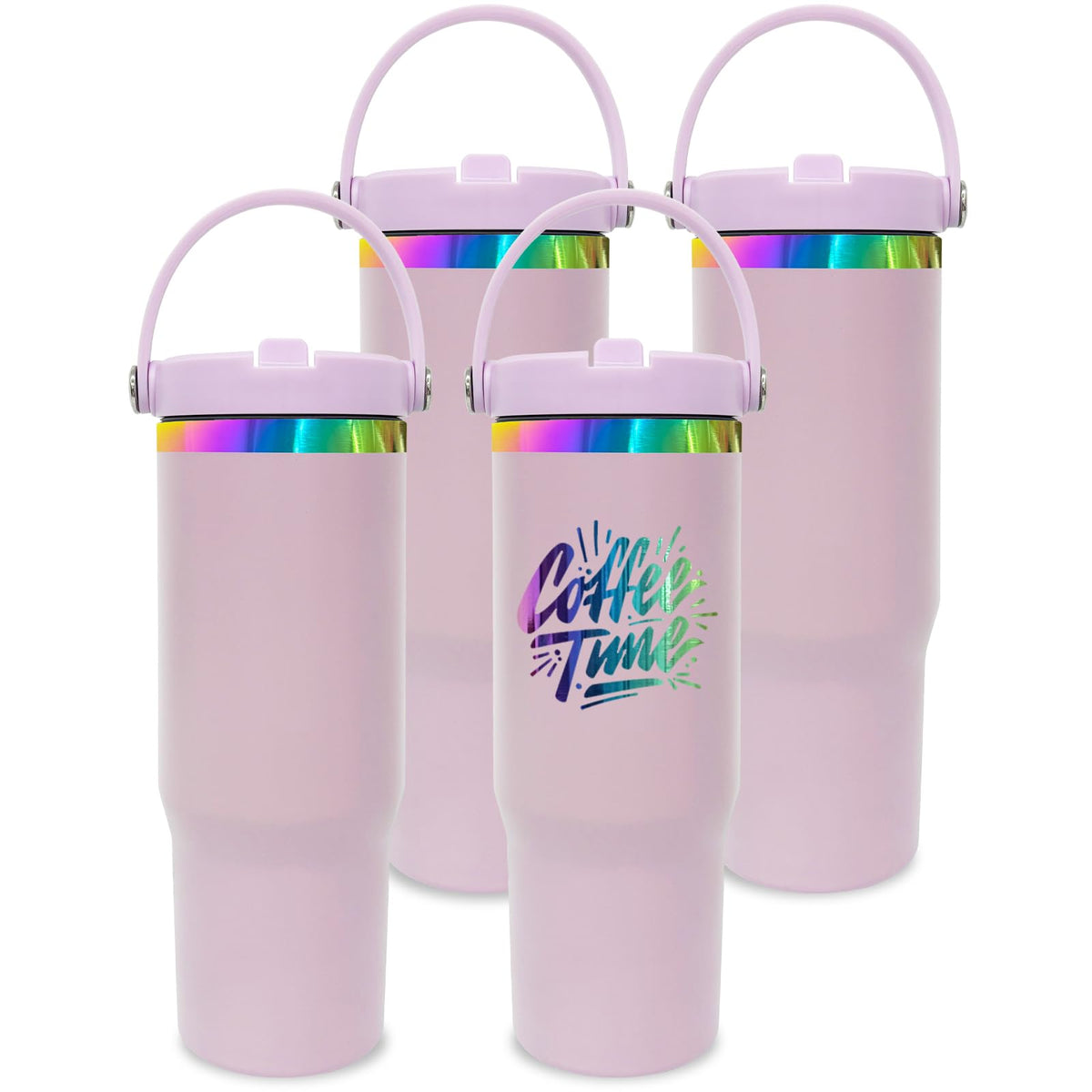 30 oz Tumbler Bulk with Top Handle and Flip Straw Purple (4 Count)