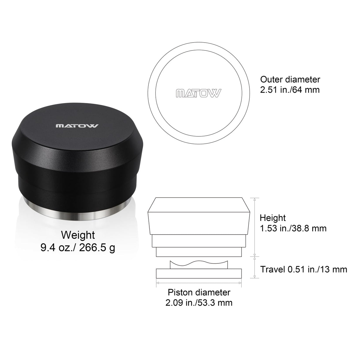 Spring Loaded Palm Tamper Compatible with Breville 54mm Portafilter