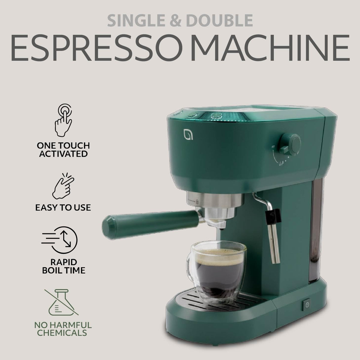 Eco Series Espresso Machine 15 Bar with Milk Frother Steam Wand
